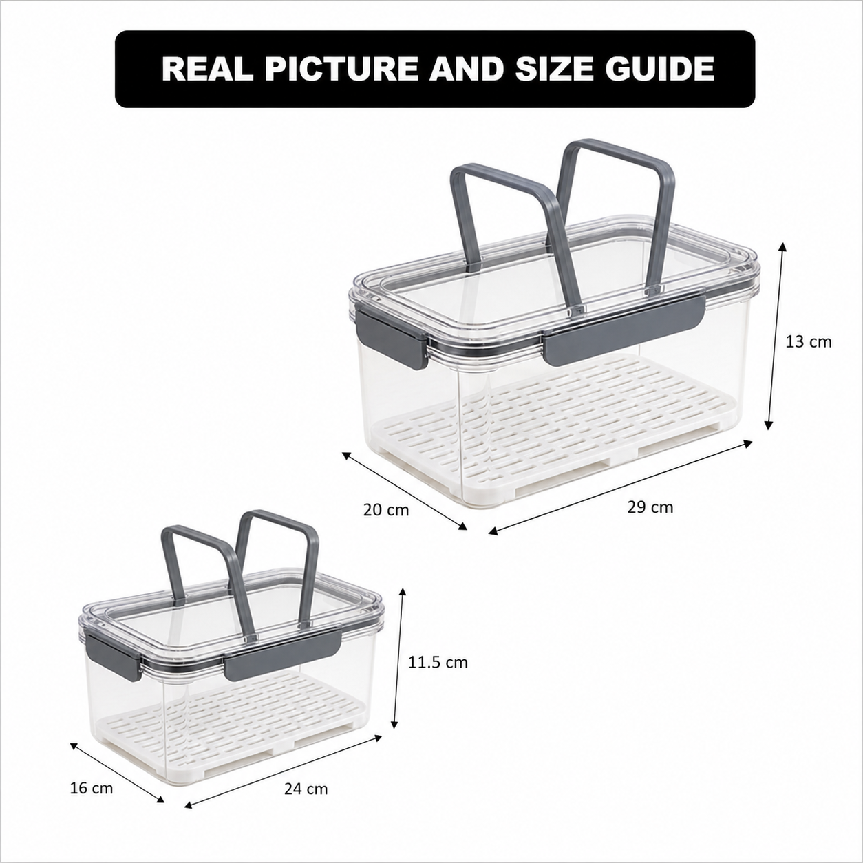 Airtight Storage Box with Drainer and Carry Handles