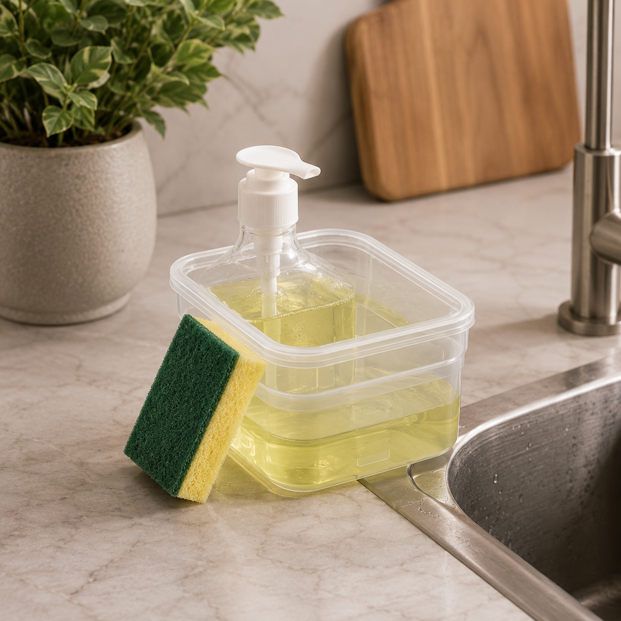 Sink Side Liquid Dispenser and Sponge Set