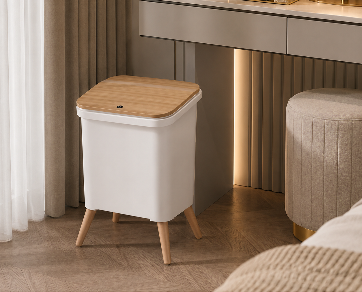 WoodStyle Modern Push Open Dustbin