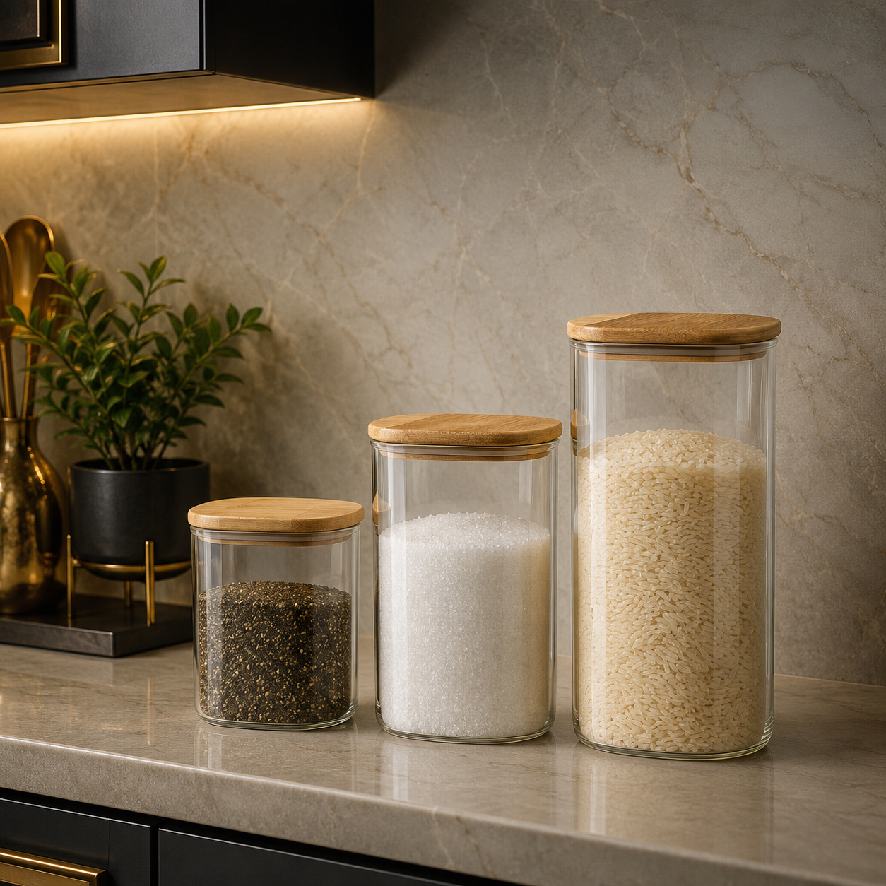 Store 3-Pcs Square Glass Jar Set