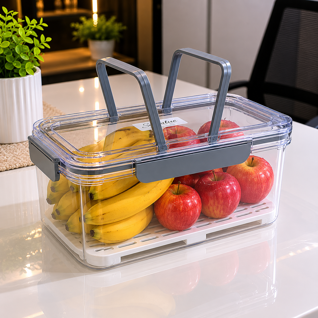 Airtight Storage Box with Drainer and Carry Handles