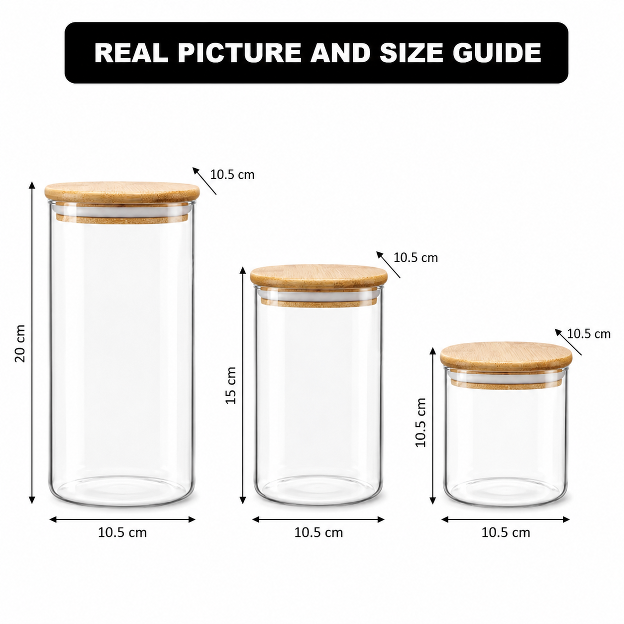Store 3-Pcs Square Glass Jar Set