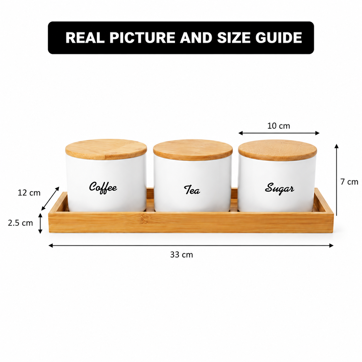 Style Serve Coffee Tea Sugar Glass Jar Set with Tray