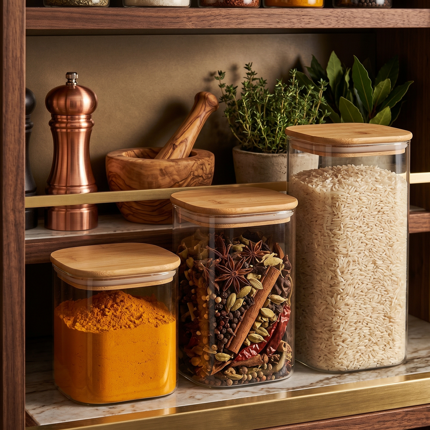 Store 3-Pcs Square Glass Jar Set