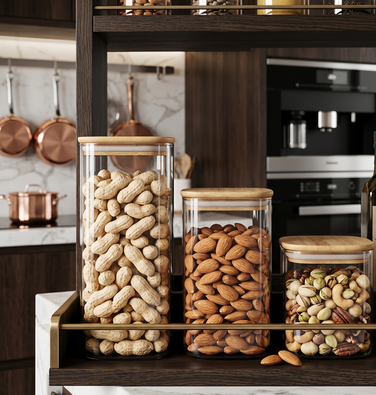Store 3-Pcs Square Glass Jar Set