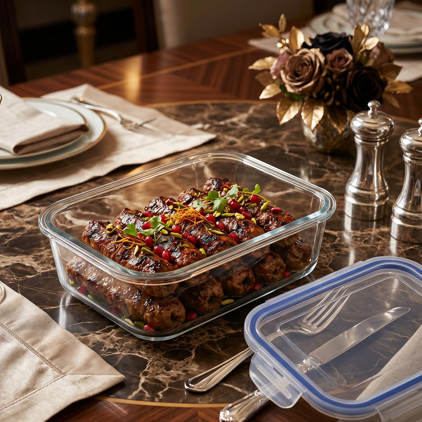3-Pcs Rectangle Glass Food Storage Containers with Lids